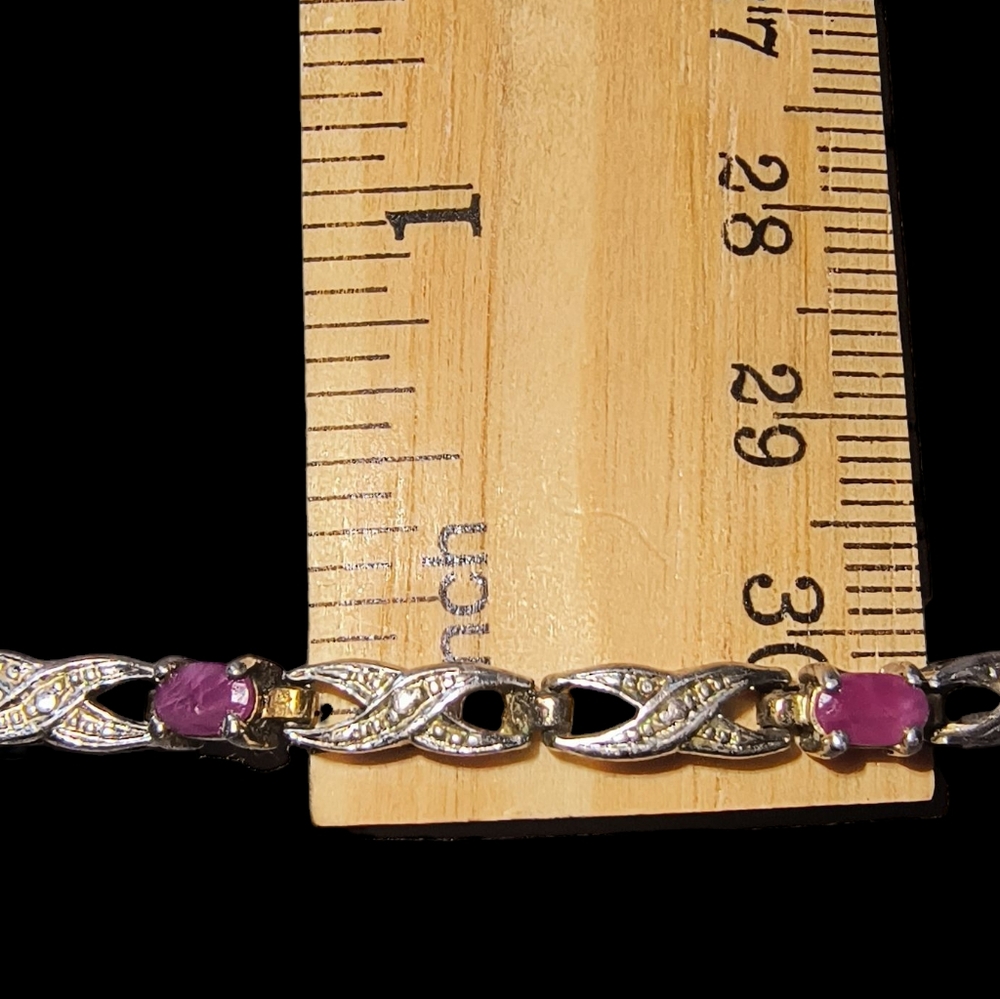 Ruby Slender Infinity Tennis Bracelet in Sterling Silver - Picture 4 of 11